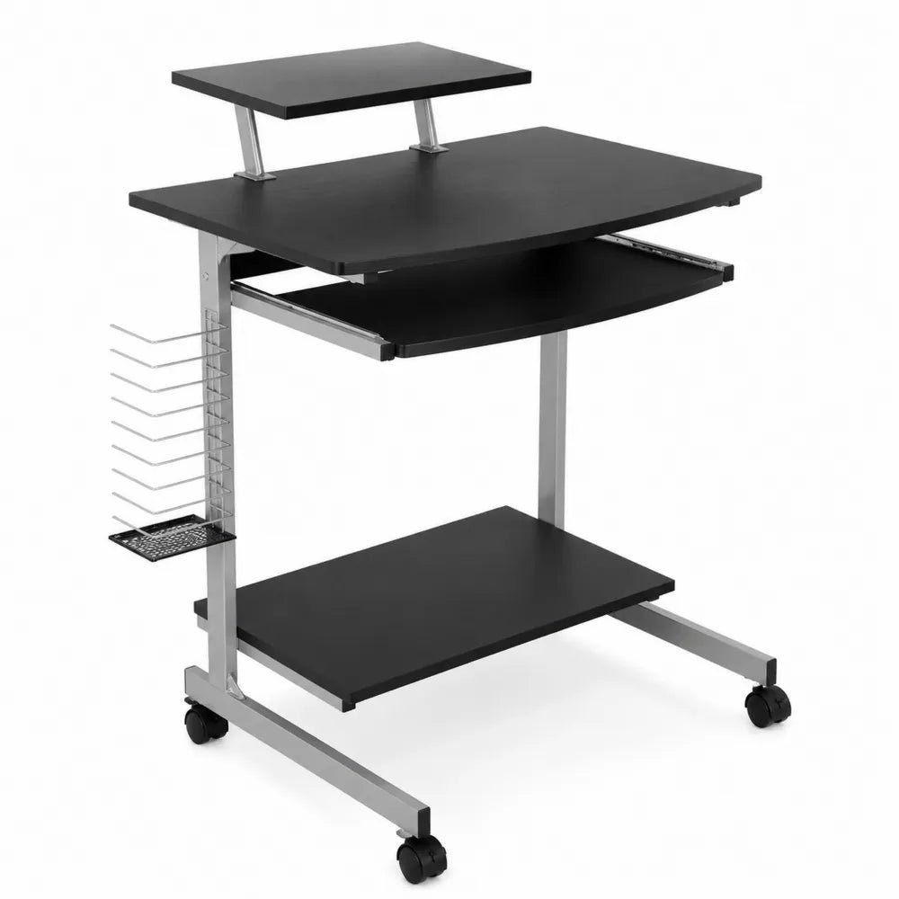 Scrivania per computer in legno e metallo con ruote