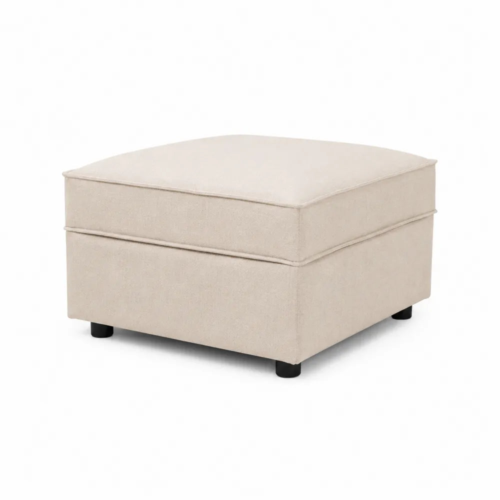 Poggiapiedi in Tessuto Beige 60x60x45 cm