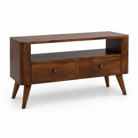 Mobile TV in legno con cassetti e ripiano