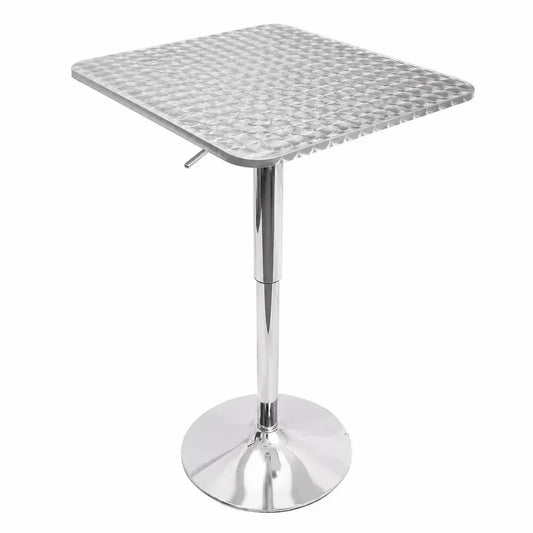 Tavolo Quadrato Regolabile in Alluminio Cromato 60x60 cm