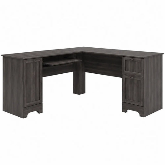 Scrivania angolare in legno composito grigio scuro