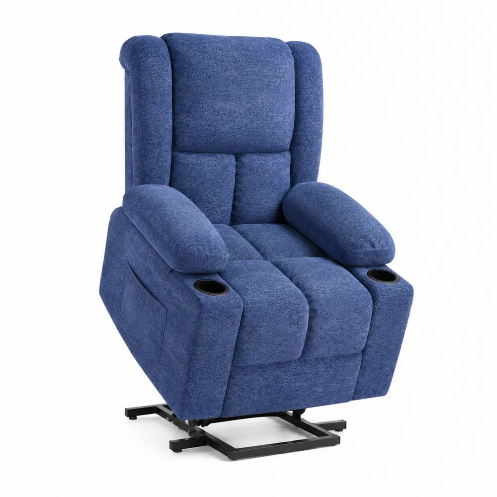 Poltrona Reclinabile Elettrica in Tessuto Blu
